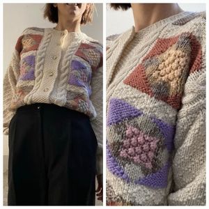 Vintage 1980's hand-knit popcorn tyrolean cardigan, 100% pure wool! Size…